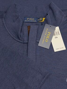 Polo Ralph Lauren Quarter Zip Pullover Men’s 4XB Navy Blue Big NWT Knit Log